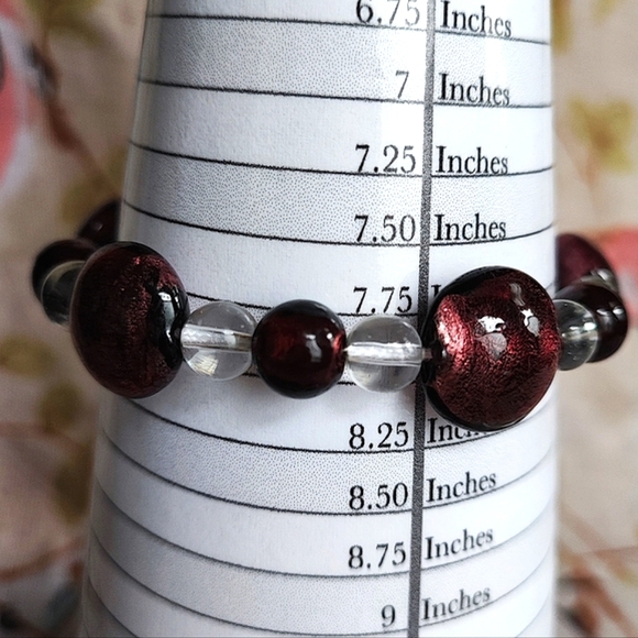Purple Frosted Foil Glass and Clear Graduated Flat Bead Vintage Bracelet - Picture 5 of 6